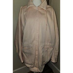 BE IN THE SEEN Pink Button Front Sweatshirt Stadium Jacket Ladies Medium Lined